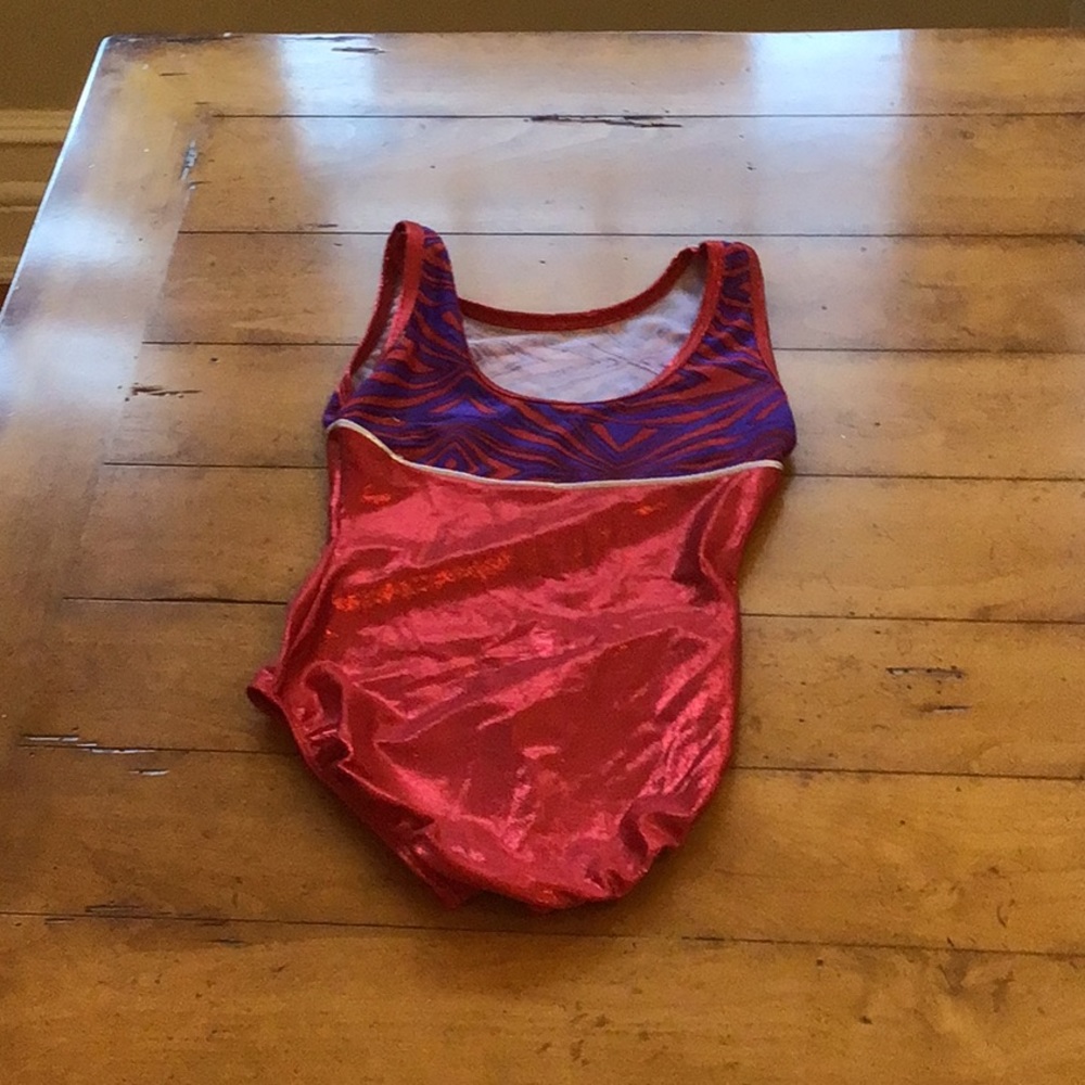 Metallic Red and Blue Gymnastics Leotard